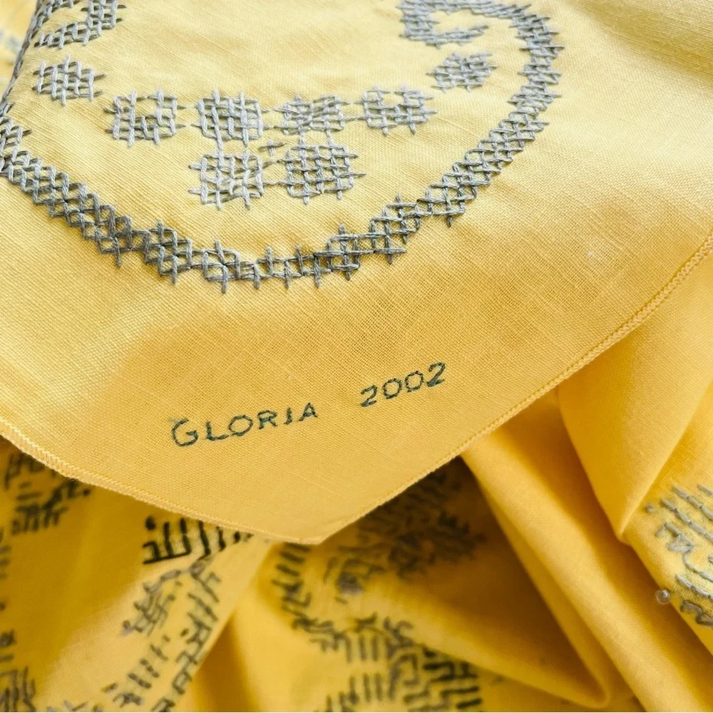 70”x50” Handmade Hand Embroidered Linen Tablecloth.